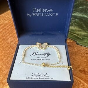 Brilliance Gold Butterfly Bracelet with Cubic Zirconia